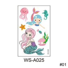 Load image into Gallery viewer, Children Waterproof Sweatproof Tattoo Sticker Cartoon Mermaid Tattoo Sticker Cute Funny Temporary Body Art Tattoo
