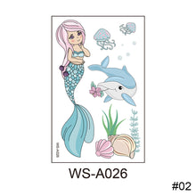 Load image into Gallery viewer, Children Waterproof Sweatproof Tattoo Sticker Cartoon Mermaid Tattoo Sticker Cute Funny Temporary Body Art Tattoo

