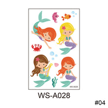 Load image into Gallery viewer, Children Waterproof Sweatproof Tattoo Sticker Cartoon Mermaid Tattoo Sticker Cute Funny Temporary Body Art Tattoo
