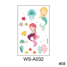 Load image into Gallery viewer, Children Waterproof Sweatproof Tattoo Sticker Cartoon Mermaid Tattoo Sticker Cute Funny Temporary Body Art Tattoo
