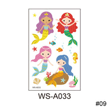 Load image into Gallery viewer, Children Waterproof Sweatproof Tattoo Sticker Cartoon Mermaid Tattoo Sticker Cute Funny Temporary Body Art Tattoo
