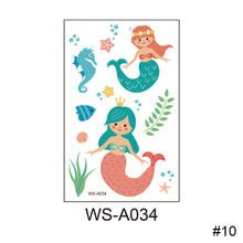 Load image into Gallery viewer, Children Waterproof Sweatproof Tattoo Sticker Cartoon Mermaid Tattoo Sticker Cute Funny Temporary Body Art Tattoo
