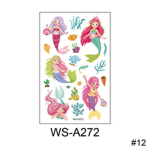 Load image into Gallery viewer, Children Waterproof Sweatproof Tattoo Sticker Cartoon Mermaid Tattoo Sticker Cute Funny Temporary Body Art Tattoo
