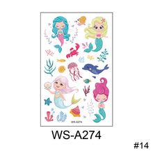 Load image into Gallery viewer, Children Waterproof Sweatproof Tattoo Sticker Cartoon Mermaid Tattoo Sticker Cute Funny Temporary Body Art Tattoo
