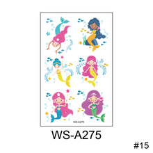 Load image into Gallery viewer, Children Waterproof Sweatproof Tattoo Sticker Cartoon Mermaid Tattoo Sticker Cute Funny Temporary Body Art Tattoo
