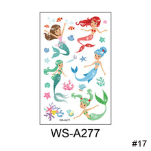 Load image into Gallery viewer, Children Waterproof Sweatproof Tattoo Sticker Cartoon Mermaid Tattoo Sticker Cute Funny Temporary Body Art Tattoo
