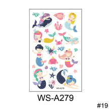 Load image into Gallery viewer, Children Waterproof Sweatproof Tattoo Sticker Cartoon Mermaid Tattoo Sticker Cute Funny Temporary Body Art Tattoo
