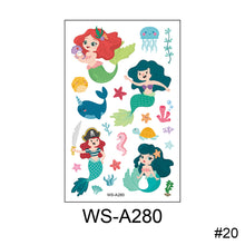 Load image into Gallery viewer, Children Waterproof Sweatproof Tattoo Sticker Cartoon Mermaid Tattoo Sticker Cute Funny Temporary Body Art Tattoo
