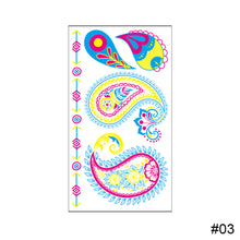 Load image into Gallery viewer, Creative Fluorescent Tattoo Sticker Waterproof Long Lasting Colorful Tattoo Stickers Fluorescent Body Art Tattoo

