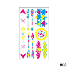 Load image into Gallery viewer, Creative Fluorescent Tattoo Sticker Waterproof Long Lasting Colorful Tattoo Stickers Fluorescent Body Art Tattoo
