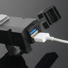 Load image into Gallery viewer, 12V-24V QC3.0/3.1A Dual USB Port Motorcycle Handlebar Charger Adapter Power Supply Socket Dustproof Waterproof
