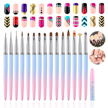 Load image into Gallery viewer, 15 Size DIY Soft French Nail Art Brush Painting Brush Flower Design Acrylic Line Drawing Pen Nail Gel Brush Manicure Tool
