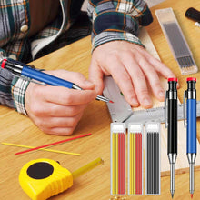 Load image into Gallery viewer, Solid Carpenter Pencil Set with 6 Refill Leads Built-in Sharpener for Deep Hole Mechanical Pencil Scribing Marking Woodworking ToolScriber
