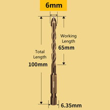 Load image into Gallery viewer, 3-12mm Cross Hex Tile Drill Bits for Glass Ceramic Concrete Hole Opener Hard Alloy Triangle Carbide Drills Bit Tools
