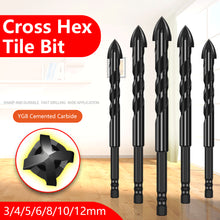 Load image into Gallery viewer, 3-12mm Cross Hex Tile Drill Bits for Glass Ceramic Concrete Hole Opener Hard Alloy Triangle Carbide Drills Bit Tools

