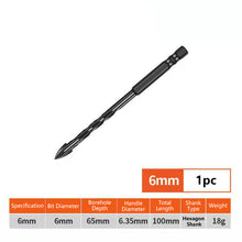 Load image into Gallery viewer, 3-12mm Cross Hex Tile Drill Bits for Glass Ceramic Concrete Hole Opener Hard Alloy Triangle Carbide Drills Bit Tools
