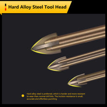 Load image into Gallery viewer, 3-12mm Tungsten Carbide Glass Drill Bit Cross Spear Head Drill Bits Alloy Carbide Point with 4 Cutting Edges Drilling Tool Hole Opener for Wall
