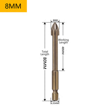 Load image into Gallery viewer, 3-12mm Tungsten Carbide Glass Drill Bit Cross Spear Head Drill Bits Alloy Carbide Point with 4 Cutting Edges Drilling Tool Hole Opener for Wall
