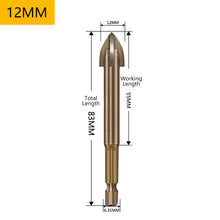 Load image into Gallery viewer, 3-12mm Tungsten Carbide Glass Drill Bit Cross Spear Head Drill Bits Alloy Carbide Point with 4 Cutting Edges Drilling Tool Hole Opener for Wall

