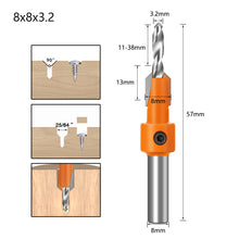 Load image into Gallery viewer, Hss Countersink Router Bit 8/10MM Shank Screw Extractor Woodworking Milling Cutter for Wood
