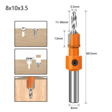 Load image into Gallery viewer, Hss Countersink Router Bit 8/10MM Shank Screw Extractor Woodworking Milling Cutter for Wood
