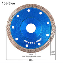 Load image into Gallery viewer, 105/115/125mm Turbo Diamond Saw Blade Porcelain Tile Ceramic Blades Granite Marble Dry/Wet Cutting Disc for Angle Grinder
