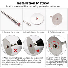 Load image into Gallery viewer, 6Pcs/set Stainless Steel Slice Metal Mini Circular Saw Blade Set Metal Cutting Disc with 1 Mandrel for Rotary Tool Wood Cutter 16 18 22 25 32mm
