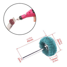 Load image into Gallery viewer, 10pcs Mini Drill Abrasive Brush Nylon Buffing Sanding Head Polishing Wheel with 3mm Shank for Rotary Tool Accessories Set Rust Remover
