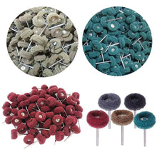 Load image into Gallery viewer, 10pcs Mini Drill Abrasive Brush Nylon Buffing Sanding Head Polishing Wheel with 3mm Shank for Rotary Tool Accessories Set Rust Remover
