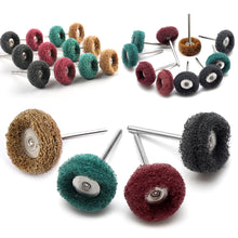 Load image into Gallery viewer, 10pcs Mini Drill Abrasive Brush Nylon Buffing Sanding Head Polishing Wheel with 3mm Shank for Rotary Tool Accessories Set Rust Remover
