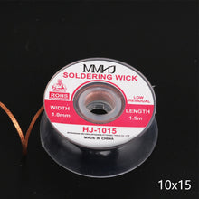Load image into Gallery viewer, 1/1.5/2.5/3/3.5mm Width 1.5M Length Desoldering Braid Welding Solder Remover Wick Wire Tin Sucker Cable Lead Cord Flux Repair Tool
