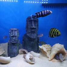 Load image into Gallery viewer, Easter Island Stone Statue Resin Ornament Fish Tank Aquarium Decoration Gnome Terrarium Reptile Tank Artificial Stone Home Decor
