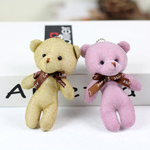 Load image into Gallery viewer, 1pc 12CM Teddy Bear Plush Toy with Ribbon Bow Siamese Bears Toys Key Chain Pendant Gifts for Children Kids Toy Wedding Gifts
