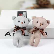 Load image into Gallery viewer, 1pc 12CM Teddy Bear Plush Toy with Ribbon Bow Siamese Bears Toys Key Chain Pendant Gifts for Children Kids Toy Wedding Gifts
