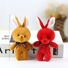 Load image into Gallery viewer, 1pc 16CM Plush Toy Rabbit with Ribbon Bow Siamese Rabbits Toys Key Chain Pendant Gifts for Children Kids Toy Wedding Gifts
