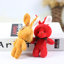 Load image into Gallery viewer, 1pc 16CM Plush Toy Rabbit with Ribbon Bow Siamese Rabbits Toys Key Chain Pendant Gifts for Children Kids Toy Wedding Gifts
