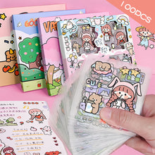 Load image into Gallery viewer, 100PCS Korean Style PVC Personality Hand Account Cute Cartoon Laser Waterproof Stickers DIY Material Girls Children's Toys Kawaii Gift
