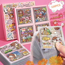 Load image into Gallery viewer, 100PCS Korean Style PVC Personality Hand Account Cute Cartoon Laser Waterproof Stickers DIY Material Girls Children's Toys Kawaii Gift
