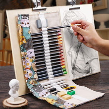 Load image into Gallery viewer, 12/24/36/48 Holes Cartoon Cat Canvas Roll Up Pen Curtain Pencil Bag Case Makeup Wrap Holder Storage Pouch School Supplies
