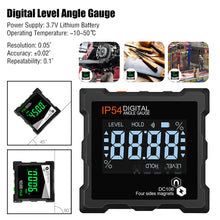 Load image into Gallery viewer, Digital Level Angle Gauge 360° Mini Measuring Inclinometer with Magnetic 4 Sides Electronic Universal Bevel Protractor Goniometer Tilt Measuring Tool
