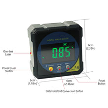 Load image into Gallery viewer, Laser Digital Level Angle Gauge 360° Mini Measuring USB Inclinometer with Magnetic Base Electronic Universal Bevel Protractor Goniometer Tilt Measuring Tool
