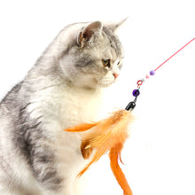 Load image into Gallery viewer, Cat Interactive Toy Funny Feather Teaser Wand Toy with Bell Cat Stick Toy for Kitten Playing Teaser Wand Toy Cat Supplies
