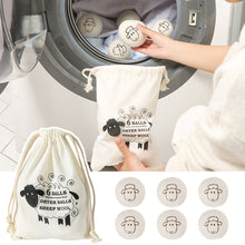 Load image into Gallery viewer, 6pcs 7cm Reusable Wool Dryer Balls Set with Storage Bag Fleece Dry Ball Natural Fabric Softener Reduce Wrinkles Laundry Washing Machine Accessories
