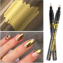 Load image into Gallery viewer, Gold Hand-painted Graffiti DIY Waterproof Acrylic Mark Nail Polish Pen Nail Art Creative Gold Fashion Manicure Pen
