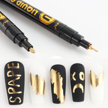 Load image into Gallery viewer, Gold Hand-painted Graffiti DIY Waterproof Acrylic Mark Nail Polish Pen Nail Art Creative Gold Fashion Manicure Pen
