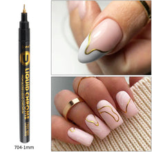 Load image into Gallery viewer, Gold Hand-painted Graffiti DIY Waterproof Acrylic Mark Nail Polish Pen Nail Art Creative Gold Fashion Manicure Pen
