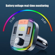 Load image into Gallery viewer, Bluetooth 5.0 FM Car Transmitter Cigarette Lighter Car Bluetooth Adapter PD20W+QC3.0 Audio Music Colorizer Receiver Support
