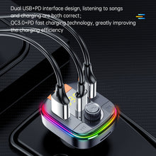 Load image into Gallery viewer, Bluetooth 5.0 FM Car Transmitter Cigarette Lighter Car Bluetooth Adapter PD20W+QC3.0 Audio Music Colorizer Receiver Support
