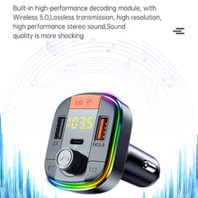 Load image into Gallery viewer, Bluetooth 5.0 FM Car Transmitter Cigarette Lighter Car Bluetooth Adapter PD20W+QC3.0 Audio Music Colorizer Receiver Support
