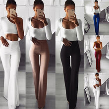 Load image into Gallery viewer, Women's High Waist Leggings Yoga Pants Wide Leg Pants Women Gym Sports Black Flared Pant Plus Size Dance Trousers
